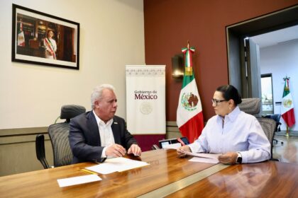 La titular de la Segob, Rosa Icela Rodríguez recibió en sus oficinas al líder nacional de la FSTSE, Marco Antonio García. (Foto: Especial)
